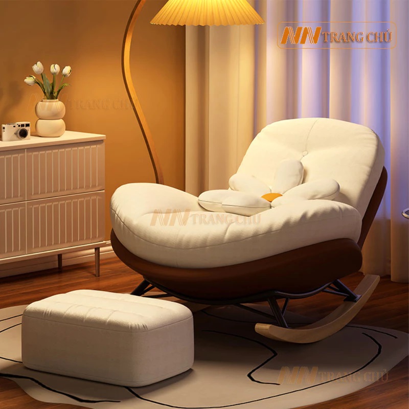 Giá chỉ 980.000₫, khung ghế bập bênh được làm từ sắt phủ sơn tĩnh điện siêu chắc chắn, Chân được làm bằng gỗ tần bì, thiết kế sang trọng theo phong cách hiện đại, làm tăng thêm vẻ đẹp cho căn phòng