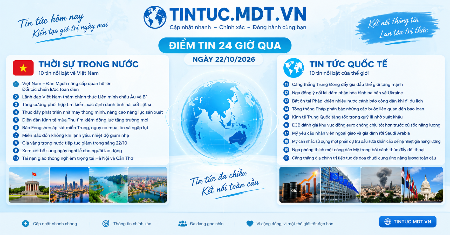 Xung đột Trung Đông tiếp tục tác động đến giá dầu và an ninh hàng hải; nỗ lực nối lại đàm phán Nga; Xu hướng tăng trưởng của Trung Quốc, sức chống chịu của châu Âu,..